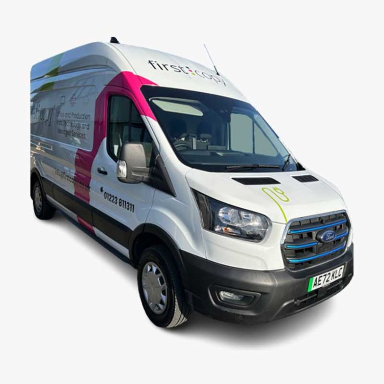 Van Graphics Displayed on Vehicle for First Copy